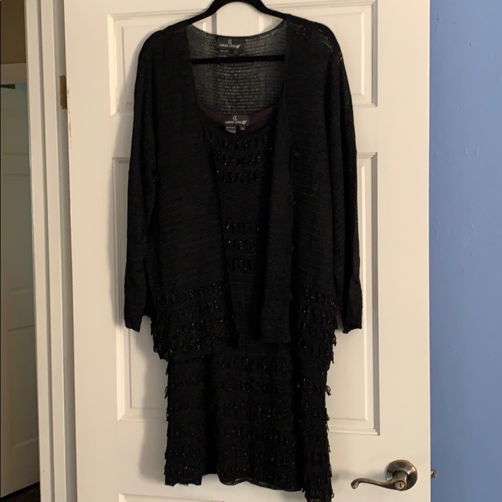 Carole Little Knit Crochet Beaded Dress 2x
